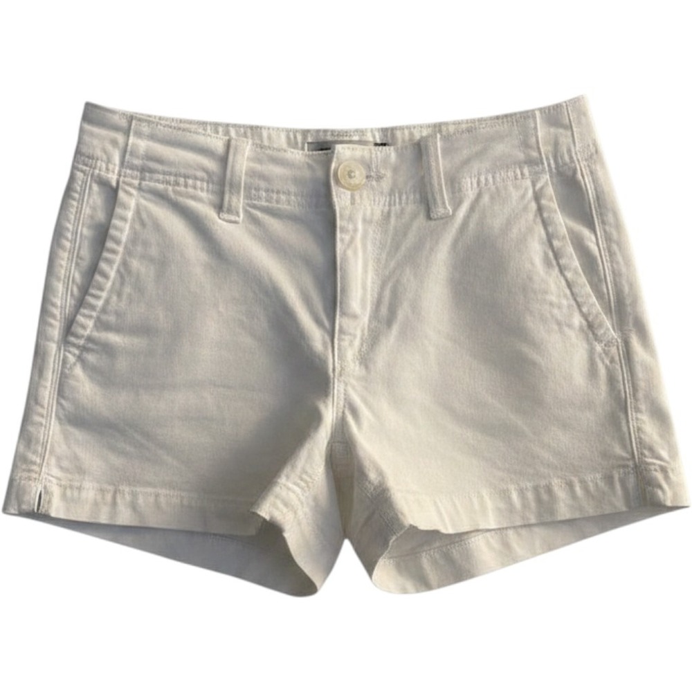 American Eagle Shorts Women 6 White Super Stretch Chino Mid Rise 3" Inseam Slits